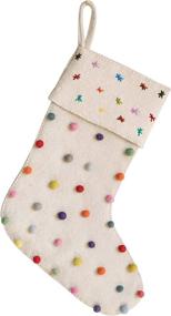 img 2 attached to 🧦 Wool Felt Stocking with Pom Poms by Creative Co-Op