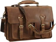 👜 polare 16.5'' full grain leather briefcase messenger bag laptop satchel for men - ideal for 15.6'' laptop logo