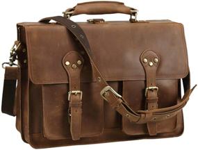 img 4 attached to 👜 Polare 16.5'' Full Grain Leather Briefcase Messenger Bag Laptop Satchel for Men - Ideal for 15.6'' Laptop