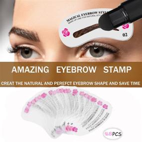 img 3 attached to Enhance Your Eyebrows with our Eyebrow Stamp Stencil Kit - All-in-One 1 Step Eye Brown Shape Tinting Solution! Get 48 Reusable Eyebrow Stencils, Brow Stamp, Brush, Trimmer, and Light Brown Spare Eyebrow Powder