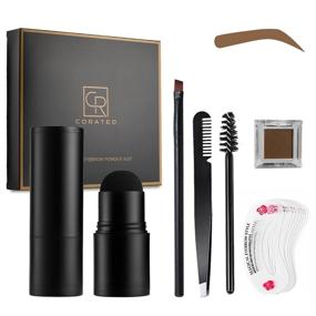 img 4 attached to Enhance Your Eyebrows with our Eyebrow Stamp Stencil Kit - All-in-One 1 Step Eye Brown Shape Tinting Solution! Get 48 Reusable Eyebrow Stencils, Brow Stamp, Brush, Trimmer, and Light Brown Spare Eyebrow Powder