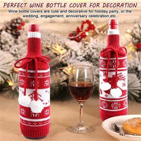 img 3 attached to 🍷 Christmas Wine Bottle Covers: Handmade Knit Sweater Bags for Festive Decorations & Reusable Wine Gifts - Set of 4