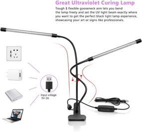 img 2 attached to 🔦 20W Dual Head LED UV Lamp with Clip - Black Light 395-405nm for Party Supplies, Stage Lighting, Resin Curing 3D Prints, and Glow in The Dark