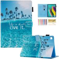 🏖️ dteck galaxy tab s5e 10.5 case - slim pu leather multi-angle folio stand smart cover with card holder for samsung tab s5e 10.5 inch 2019 release, beach logo