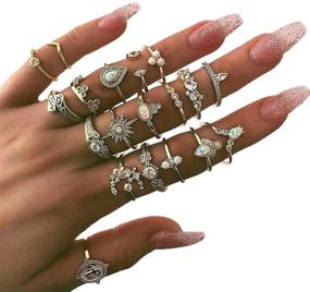 img 4 attached to 💍 Victray Boho Gold Ring Set: Stylish Hand Accessories for Women and Girls