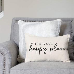 img 3 attached to 🦄 PANDICORN Farmhouse Pillow Covers 12x20 - Welcome This is Our Happy Place Home Décor Set of 2