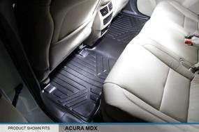 img 1 attached to 🏷️ Custom Fit Floor Mats 3 Row Liner Set Black for 2014-2020 Acura MDX with 2nd Row Bench Seat - SMARTLINER (Excludes Hybrid Models)