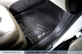 img 2 attached to 🏷️ Custom Fit Floor Mats 3 Row Liner Set Black for 2014-2020 Acura MDX with 2nd Row Bench Seat - SMARTLINER (Excludes Hybrid Models)