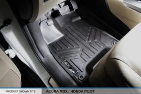 img 3 attached to 🏷️ Custom Fit Floor Mats 3 Row Liner Set Black for 2014-2020 Acura MDX with 2nd Row Bench Seat - SMARTLINER (Excludes Hybrid Models)