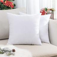 🛋️ emema pack of 2 fluffy plump throw pillow inserts - premium stuffer cushion inner for sleeping, bed, couch, sofa - white, soft square, warm - 16x16 inch (40x40 cm) logo