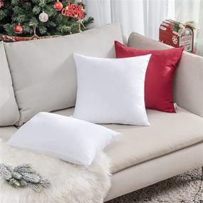 img 1 attached to 🛋️ EMEMA Pack of 2 Fluffy Plump Throw Pillow Inserts - Premium Stuffer Cushion Inner for Sleeping, Bed, Couch, Sofa - White, Soft Square, Warm - 16x16 Inch (40x40 cm)