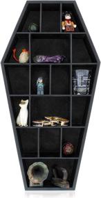 img 4 attached to 🧛 Gothic Curio Coffin Shelf - Wooden Gothic Decor for Displaying or Storing Shot Glasses, Mini Figures, Rocks, and More - Dimensions: 18.5" x 9.75" x 2.75