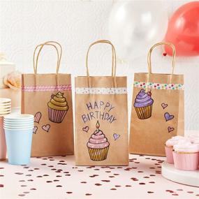 img 3 attached to 🛍️ Brown Kraft Paper Gift Bags with Handles - Perfect Party Favor Bags (12 Pack, 8.5 x 5.25 x 3 in)