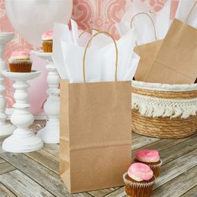 img 2 attached to 🛍️ Brown Kraft Paper Gift Bags with Handles - Perfect Party Favor Bags (12 Pack, 8.5 x 5.25 x 3 in)