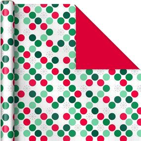 img 2 attached to Hallmark Reversible Christmas Wrapping Paper: Retro Ornaments, Stripes, Polka Dots, Snowmen, Solid Red and Green (3 Rolls: 120 sq. ft. ttl)