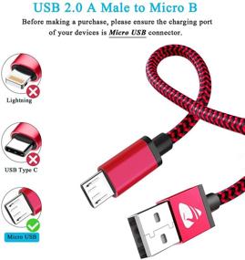 img 3 attached to Fast Charging Micro USB Cable by Aioneus - 4Pack [2FT, 3FT, 5FT, 6FT] Android Cord Charger for Samsung Galaxy S7 Edge S6 S5 J3 J3V J5 J7 J7V Note 5, LG K40 K22 K20, Tablet, PS4, Kindle