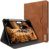 📱 premium pu leather ipad pro 12.9 case: pencil holder, folio stand, auto sleep/wake, wireless charging support logo