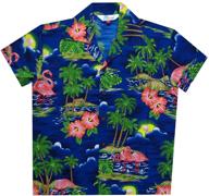 🏝️ hawaiian flamingo beach aloha boys shirt - perfect for holiday parties and casual camp days logo