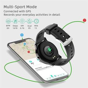 img 3 attached to 📱 Смарт-часы FirYawee - Совместимы с Android и iPhone, монитор сердечного ритма и сна, счетчик шагов/расстояния/калорий - Спортивные часы для мужчин и женщин