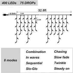 img 3 attached to 🌟 Dopheuor Icicle Fairy Lights: 400LED 32.8ft 75Drops, 8 Modes Waterproof String Lights for Outdoor Christmas Decor - Warm White