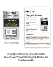 img 3 attached to 🔌 Zeskit Lite 48Gbps тонкий сертифицированный HDMI-кабель 5 футов | 4K120 8K60 144 Гц eARC HDR | Совместим с Dolby Vision | Apple TV 4K, Roku, Sony, LG, Samsung, Xbox Series X, RTX 3080, PS4, PS5