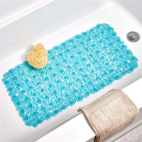 img 3 attached to 🛀 iDesign Pebblz Suction Non-Slip Bath Mat - Shower, Bathtub, Stall - 26x13.5 inches - Blue