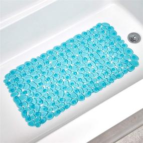 img 2 attached to 🛀 iDesign Pebblz Suction Non-Slip Bath Mat - Shower, Bathtub, Stall - 26x13.5 inches - Blue