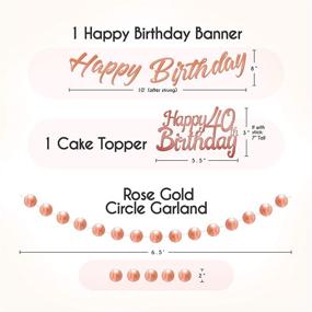 img 1 attached to 🌸 EpiqueOne Rose Gold 40th Birthday Decorations for Women - Happy Birthday Banner, Cake Topper, Garland, Pompoms, Balloons, Backdrop Curtains - Pink Party Decorations for Girls