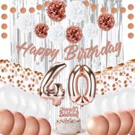 🌸 эпический розовый золотой декор к 40-летию для женщин - цветущий баннер, топпер для торта, гирлянда, помпоны, воздушные шары, фоны - розовые вечериночные украшения для девочек логотип