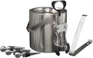 🍾 sorbus ice bucket wine set: deluxe 6 piece stainless steel double walled ice bucket with lid, ice tong, bottle opener, 3 bottle stoppers (silver, metal) logo