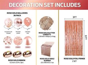 img 3 attached to 🌹 Premium Rose Gold Party Decorations Kit - 43pcs Bundle with Balloons, Foil Fringes, Ribbons, Table Runner, and Confetti Bag