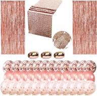 🌹 premium rose gold party decorations kit - 43pcs bundle with balloons, foil fringes, ribbons, table runner, and confetti bag logo