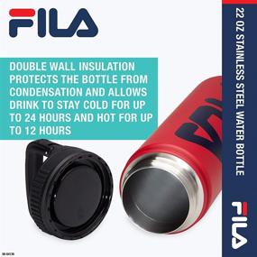 img 1 attached to 🚰 FILA Accessories Classic Stainless Steel Water Bottle with Easy-Sip Lid - Wide Mouth, 22oz, Carabiner Clip Cap