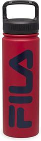 img 4 attached to 🚰 FILA Accessories Classic Stainless Steel Water Bottle with Easy-Sip Lid - Wide Mouth, 22oz, Carabiner Clip Cap