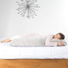 img 2 attached to 🛏️ Milliard Ultra Soft Full Body Pillow with Shredded Memory Foam - Long Pillow for Sleeping, 20x54, Plush Faux Fur Removable Cover in Grey