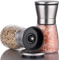 🧂 premium salt and pepper grinder set - 2-pack stainless steel pepper mill grinder with adjustable coarseness by mcomce - enhance cooking experience with favorite spices, perfect cooking gifts logo