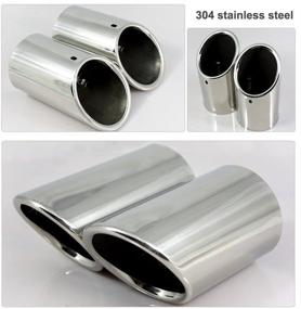 img 2 attached to 🚗 Silver Exhaust Muffler Tail Pipe Tips Pair for VW Volkswagen JETTA 2009-2018 / SAGITAR 2011-2015 / POLO 2012-2014 / GOLF 7 2013-2015 / BMW 325i 328i 2007-2010 Compatible