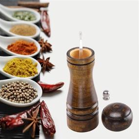 img 3 attached to 🌿 8 Inch Wood Salt and Pepper Grinders Set - Classic Style Salt and Pepper Shakers - Beautifully Crafted Wood Pepper Mill and Salt Shaker for Kitchen