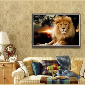 img 2 attached to 🦁 Fipart DIY Diamond Painting Cross Stitch Craft kit: Lion Wall Stickers for Stunning Living Room Decoration- 12X16inch/30X40CM