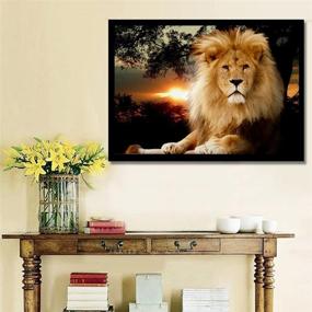 img 1 attached to 🦁 Fipart DIY Diamond Painting Cross Stitch Craft kit: Lion Wall Stickers for Stunning Living Room Decoration- 12X16inch/30X40CM