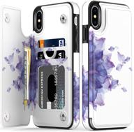 🌸 leto iphone xs max case - leather wallet case with stylish designs for girls and women, flip folio cover with card slots and kickstand, protective phone case for iphone xs max (blooming purple flower) logo