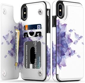 img 4 attached to 🌸 LETO iPhone Xs Max Case - Leather Wallet Case with Stylish Designs for Girls and Women, Flip Folio Cover with Card Slots and Kickstand, Protective Phone Case for iPhone Xs Max (Blooming Purple Flower)