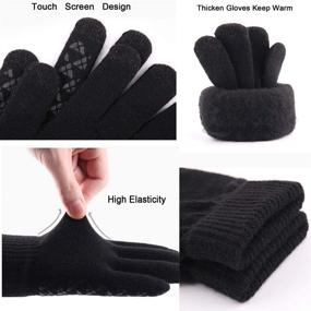 img 2 attached to WaitingU Thicken Soft Knitted Texting Touch Screen Gloves For Smartphones PC Laptop Tablet Driving Skiing And Cycling Outdoor Gloves With Anti-Slip Design (A-Black&Amp