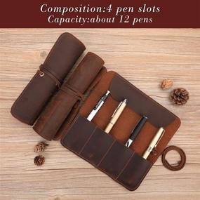 img 2 attached to 🎒 Jagucho Leather Pencil Pouch Case: Premium Roll Pen Bag Storage Holder for Boys Girls - School, Office & Work Essential (L, Brown)