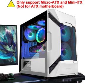 img 3 attached to 🖥️ MUSETEX MK7-WN5 Белый сетчатый корпус Micro-ATX Mid Tower с предустановленными 5 шт. × воздушных вентиляторов ARGB, 2 шт. × портов USB 3.0, закаленным стеклянным панелью и сетчатой передней панелью - улучшенный игровой корпус для ПК