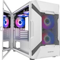 🖥️ musetex mk7-wn5 white mesh micro-atx mid tower case with pre-installed 5 pcs × argb fans, 2 pcs × usb 3.0 ports, tempered glass panel, and mesh front panel - enhanced gaming pc case logo