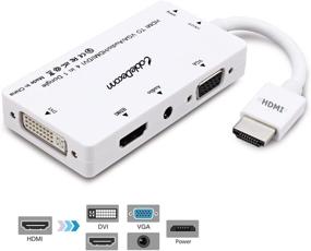 img 4 attached to 🔌 CABLEDECONN Multiport 4-in-1 HDMI Adapter Cable: HDMI, DVI, VGA with Audio Output Converter (White)