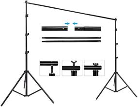 img 1 attached to 📷 HYJ-INC 10ft x 8.5ft Adjustable Photography Backdrop Support System Muslin Background Stand Kit with Carry Bag - Ideal for Photo and Video Studios