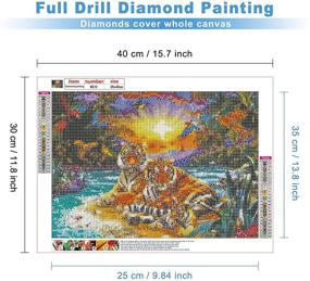 img 3 attached to 🐯 MXJSUA Набор для творчества 5D Diamond Painting с рисунком семьи тигров на берегу реки, полное сверление, растворимые стразы, художественный ремесленный набор для украшения дома стен 12x16 дюймов.