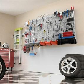 img 1 attached to 🔧 TORACK 109Pcs Pegboard Wall Organizer: Ultimate Garage Metal Pegboard Storage Kit with Toolboard Hooks, Peg Locks, Storage Bins & Shelf Racks